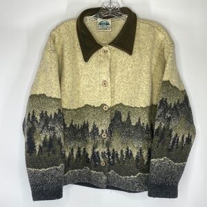 Vintage Hidden Bay Clothing Mountain Evergreen Tree Fleece Cozy Jacket Large